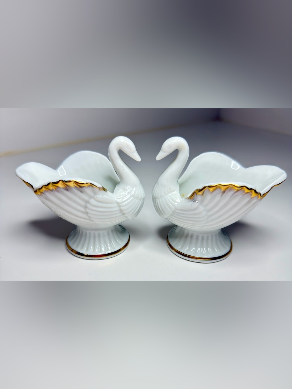 Set Of Royal Kendall Fine China Swan Candle Holders